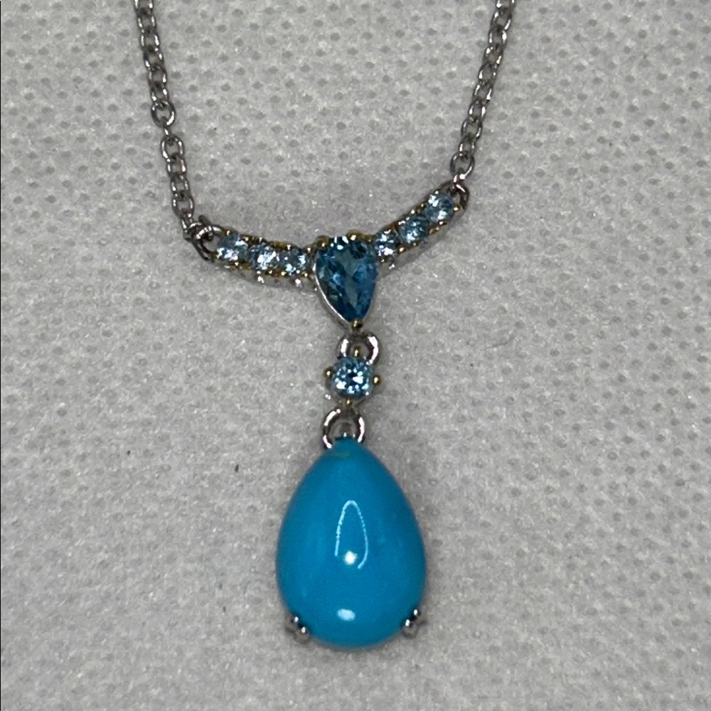 NWT Gems En Vogue Sleeping Beauty Turquoise Blue Topaz Designer Necklace